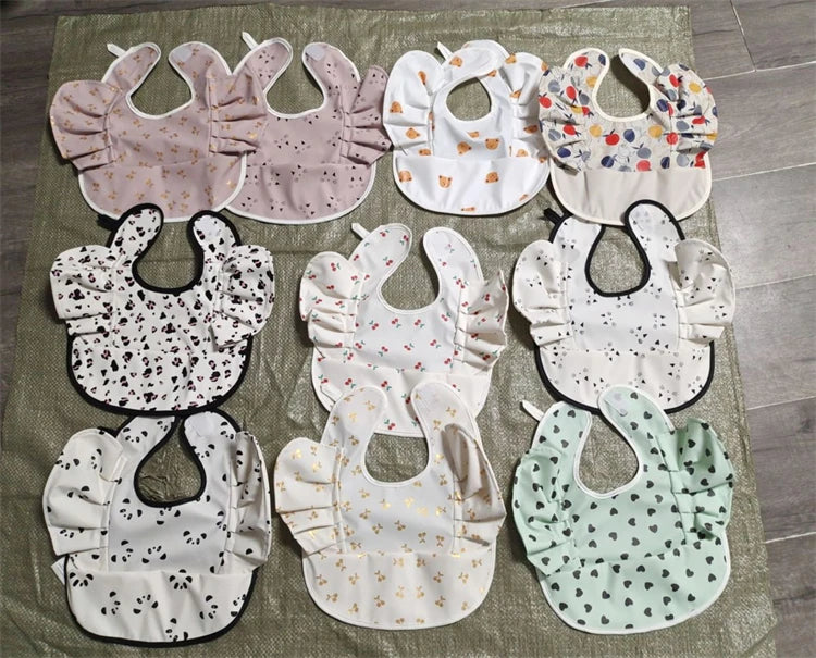 Bavoirs en PU souple pour bébé, avec poche, bavoir de salle à manger, imperméable, facile à nettoyer, séchage rapide, Style INS, mode enfant en bas âge, Smock