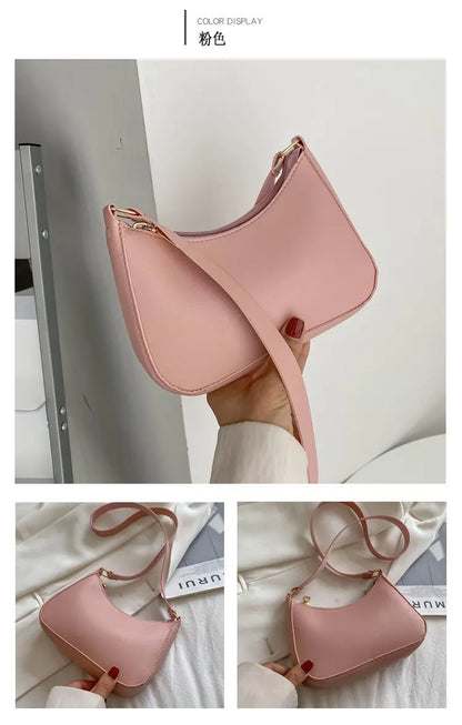 Nouveaux sacs à main de mode pour femmes rétro couleur unie en cuir PU épaule sous les bras sac décontracté femmes Hobos sacs à main sac à main femme