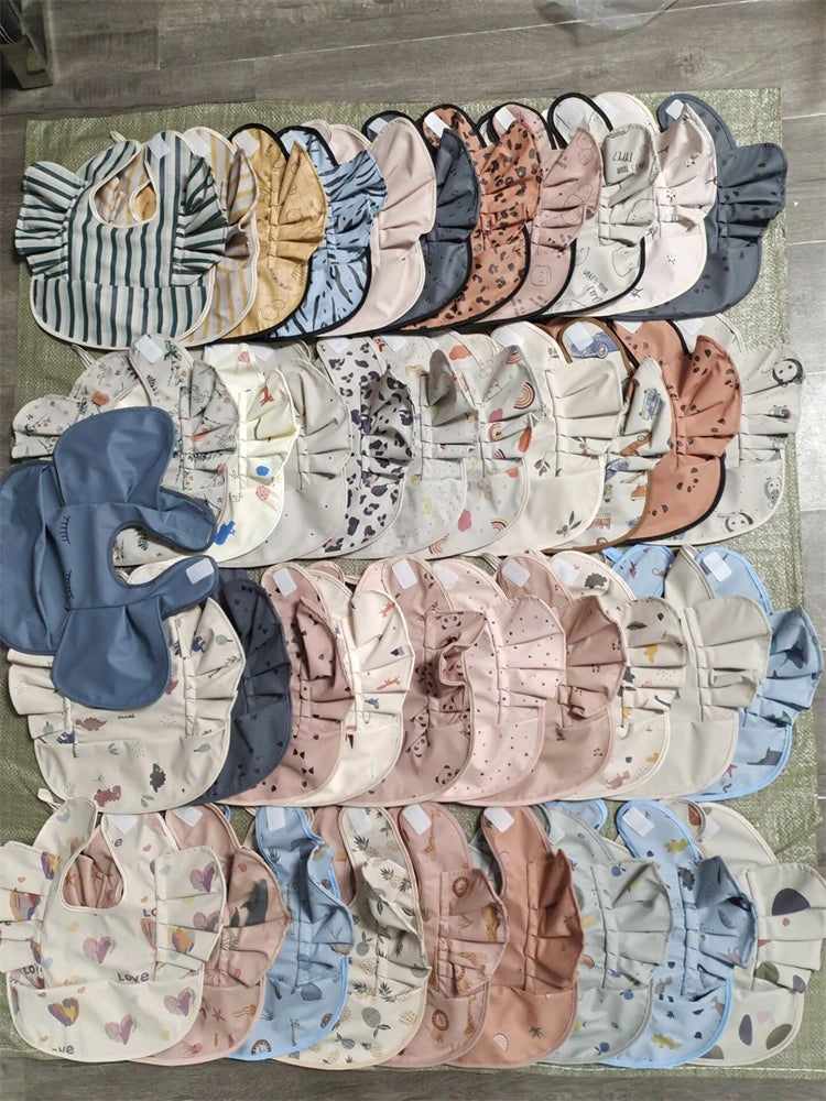 Bavoirs en PU souple pour bébé, avec poche, bavoir de salle à manger, imperméable, facile à nettoyer, séchage rapide, Style INS, mode enfant en bas âge, Smock