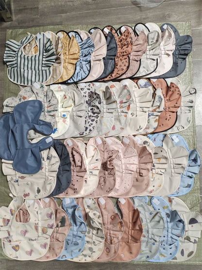Bavoirs en PU souple pour bébé, avec poche, bavoir de salle à manger, imperméable, facile à nettoyer, séchage rapide, Style INS, mode enfant en bas âge, Smock