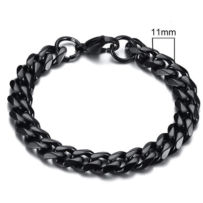 Vnox 3-11mm gros Miami gourmette chaîne Bracelet pour hommes, acier inoxydable lien cubain chaîne Bracelet classique Punk lourd mâle bijoux