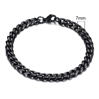 Vnox 3-11mm gros Miami gourmette chaîne Bracelet pour hommes, acier inoxydable lien cubain chaîne Bracelet classique Punk lourd mâle bijoux