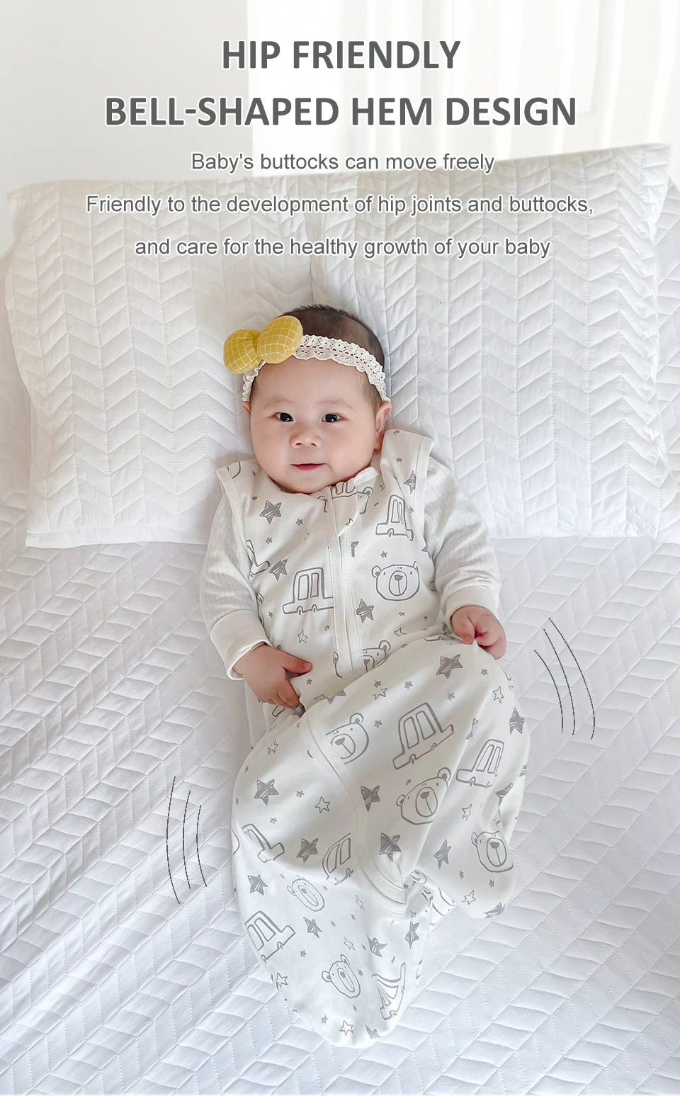 Sacs de couchage pour bébé de 3 à 18 mois, vêtements de nuit fins d'été une pièce imprimé ours mignon, sacs de nuit de dessin animé, couverture Anti-coup de pied