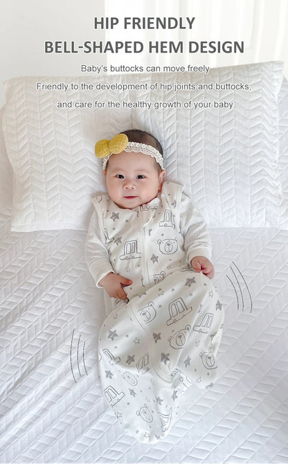 Sacs de couchage pour bébé de 3 à 18 mois, vêtements de nuit fins d'été une pièce imprimé ours mignon, sacs de nuit de dessin animé, couverture Anti-coup de pied