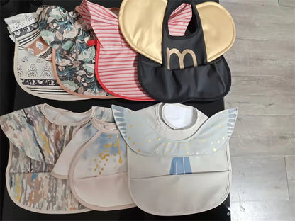 Bavoirs en PU souple pour bébé, avec poche, bavoir de salle à manger, imperméable, facile à nettoyer, séchage rapide, Style INS, mode enfant en bas âge, Smock