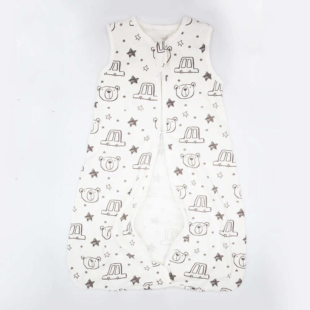 Sacs de couchage pour bébé de 3 à 18 mois, vêtements de nuit fins d'été une pièce imprimé ours mignon, sacs de nuit de dessin animé, couverture Anti-coup de pied
