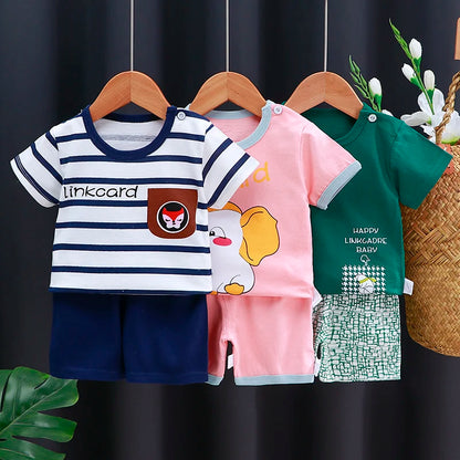 Ensemble de vêtements pour enfants bébé garçon/fille T-Shirt + short vêtements d'été coton dessin animé décontracté garçons survêtement enfants ensemble de vêtements pour bébé