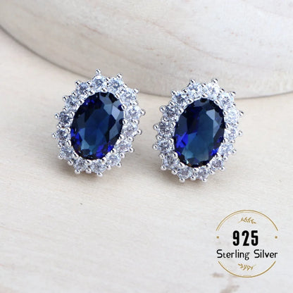 Ensemble de bijoux de mariée en argent 925 pour femmes, Costume en zircone bleue, bijoux fins, collier, boucles d'oreilles, bagues, Bracelets, pendentif