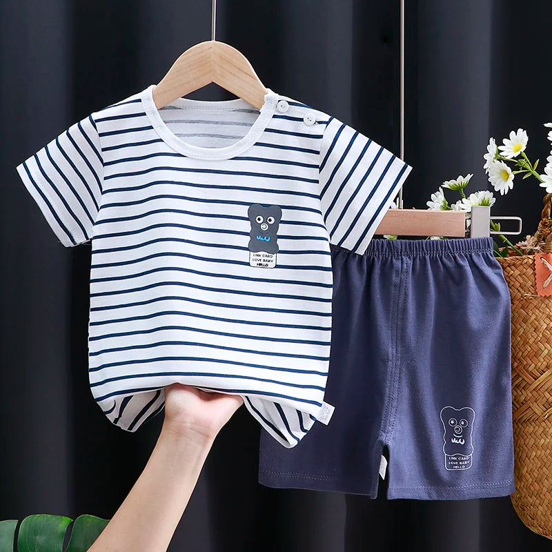 Ensemble de vêtements pour enfants bébé garçon/fille T-Shirt + short vêtements d'été coton dessin animé décontracté garçons survêtement enfants ensemble de vêtements pour bébé