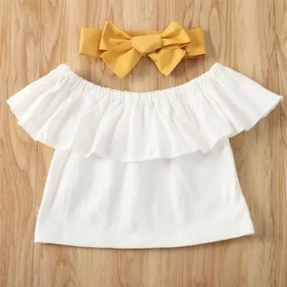 Ensemble de Vêtements d'Été pour Bébé Fille, Jupe Tutu A-ligne, Bandeau de Sauna, à la Mode, Mignon, à Volants en Y, 3 Pièces
