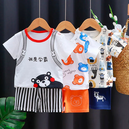 Ensemble de vêtements pour enfants bébé garçon/fille T-Shirt + short vêtements d'été coton dessin animé décontracté garçons survêtement enfants ensemble de vêtements pour bébé