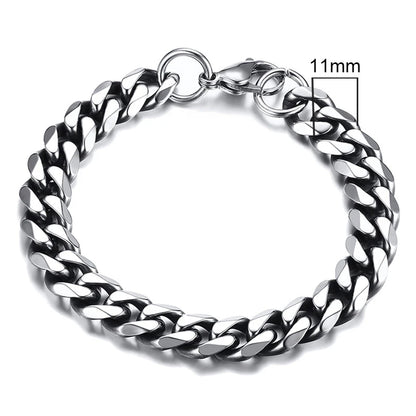 Vnox 3-11mm gros Miami gourmette chaîne Bracelet pour hommes, acier inoxydable lien cubain chaîne Bracelet classique Punk lourd mâle bijoux
