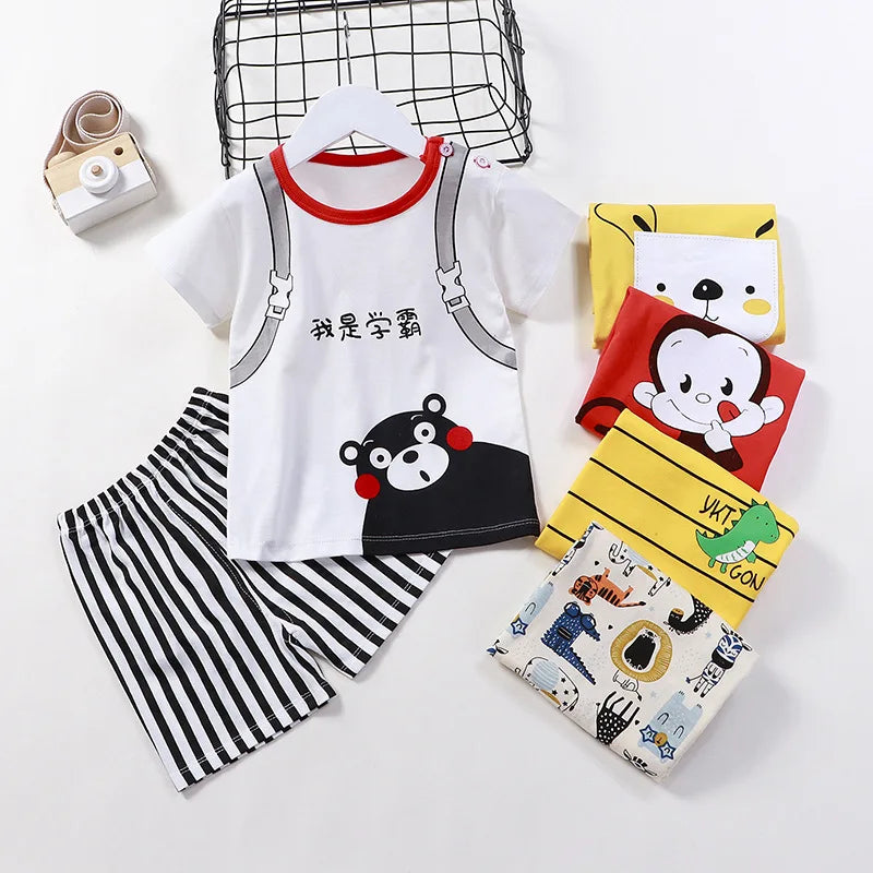 Ensemble de vêtements pour enfants bébé garçon/fille T-Shirt + short vêtements d'été coton dessin animé décontracté garçons survêtement enfants ensemble de vêtements pour bébé
