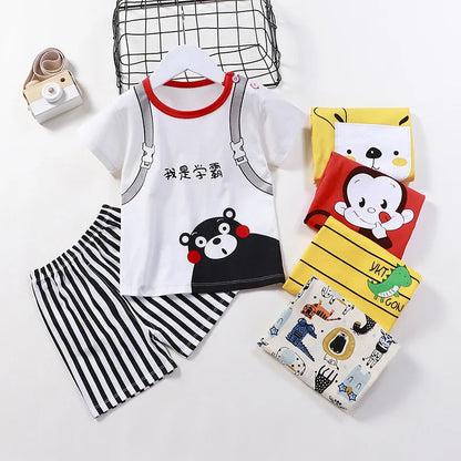 Ensemble de vêtements pour enfants bébé garçon/fille T-Shirt + short vêtements d'été coton dessin animé décontracté garçons survêtement enfants ensemble de vêtements pour bébé