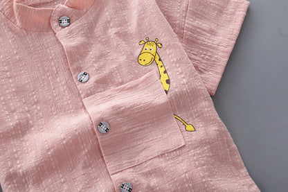 Nouvel été offre spéciale enfant en bas âge enfants bébé garçons chemise dessin animé hauts Denim Shorts pantalons tenues ensemble bébé vêtements