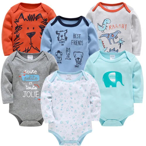Kavkas – body pour bébés garçons et filles, 6 pièces, manches longues, 100% coton, vêtements pour bébés de 0 à 12 mois, combinaison pour nouveau-né