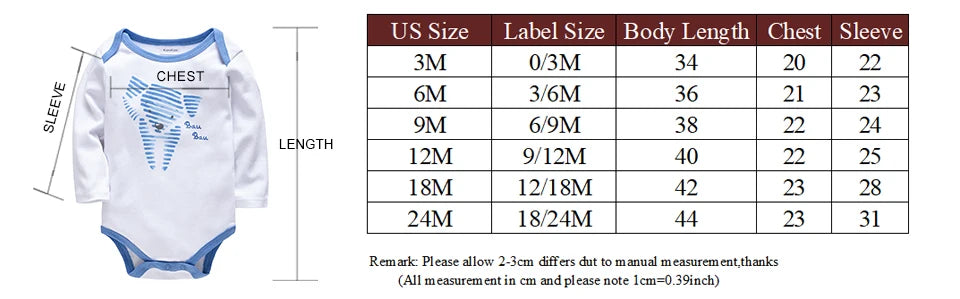 Kavkas – body pour bébés garçons et filles, 6 pièces, manches longues, 100% coton, vêtements pour bébés de 0 à 12 mois, combinaison pour nouveau-né