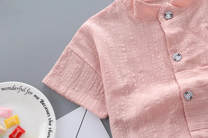 Nouvel été offre spéciale enfant en bas âge enfants bébé garçons chemise dessin animé hauts Denim Shorts pantalons tenues ensemble bébé vêtements