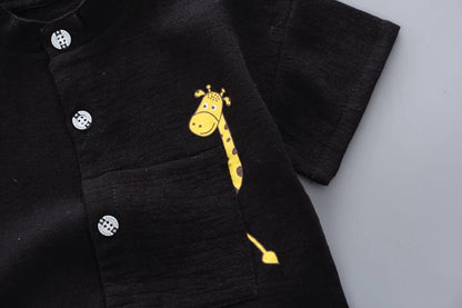 Nouvel été offre spéciale enfant en bas âge enfants bébé garçons chemise dessin animé hauts Denim Shorts pantalons tenues ensemble bébé vêtements