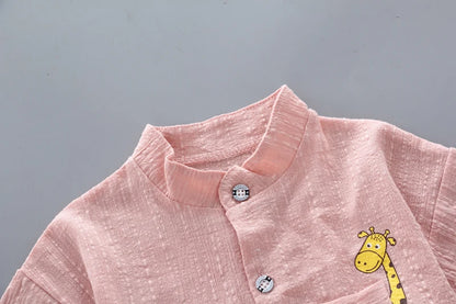 Nouvel été offre spéciale enfant en bas âge enfants bébé garçons chemise dessin animé hauts Denim Shorts pantalons tenues ensemble bébé vêtements