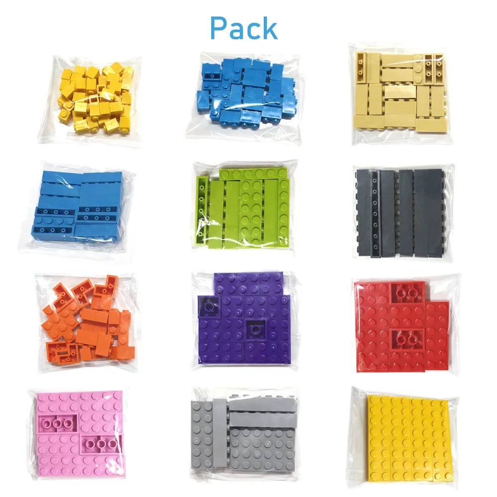 122 pièces figurines épaisses briques 12 tailles bricolage blocs de construction éducatif taille créative Compatible avec 3001 jouets en plastique pour les enfants