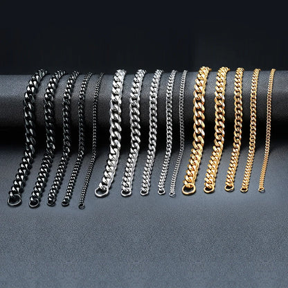 Vnox 3-11mm gros Miami gourmette chaîne Bracelet pour hommes, acier inoxydable lien cubain chaîne Bracelet classique Punk lourd mâle bijoux