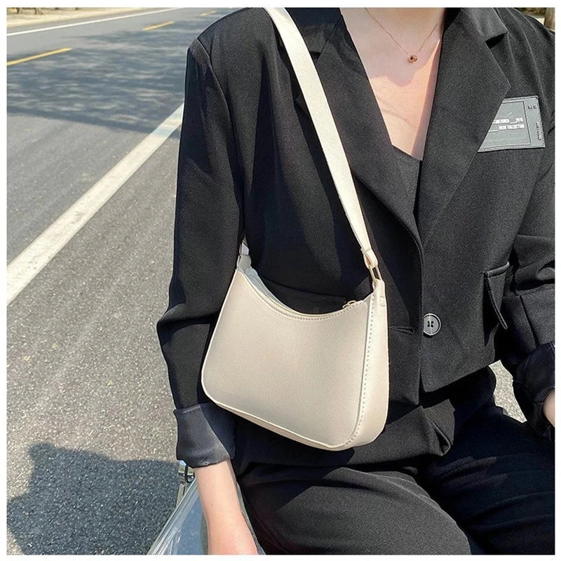 Nouveaux sacs à main de mode pour femmes rétro couleur unie en cuir PU épaule sous les bras sac décontracté femmes Hobos sacs à main sac à main femme