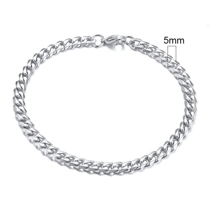 Vnox 3-11mm gros Miami gourmette chaîne Bracelet pour hommes, acier inoxydable lien cubain chaîne Bracelet classique Punk lourd mâle bijoux