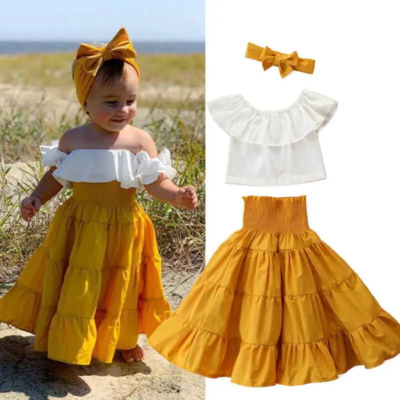Ensemble de Vêtements d'Été pour Bébé Fille, Jupe Tutu A-ligne, Bandeau de Sauna, à la Mode, Mignon, à Volants en Y, 3 Pièces