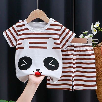 Ensemble de vêtements pour enfants bébé garçon/fille T-Shirt + short vêtements d'été coton dessin animé décontracté garçons survêtement enfants ensemble de vêtements pour bébé