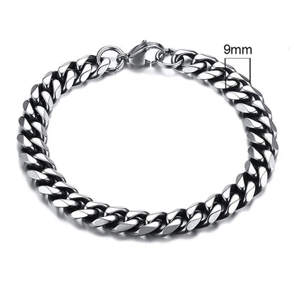 Vnox 3-11mm gros Miami gourmette chaîne Bracelet pour hommes, acier inoxydable lien cubain chaîne Bracelet classique Punk lourd mâle bijoux