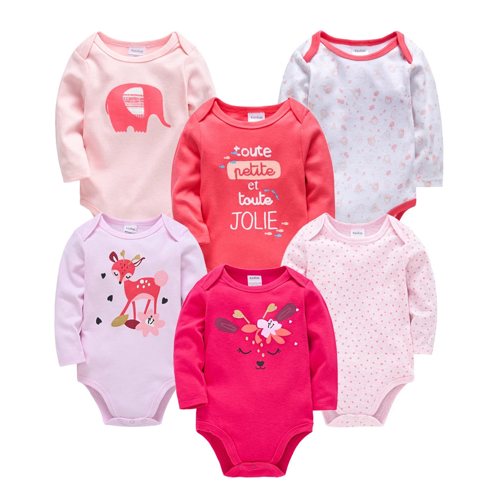 Kavkas – body pour bébés garçons et filles, 6 pièces, manches longues, 100% coton, vêtements pour bébés de 0 à 12 mois, combinaison pour nouveau-né