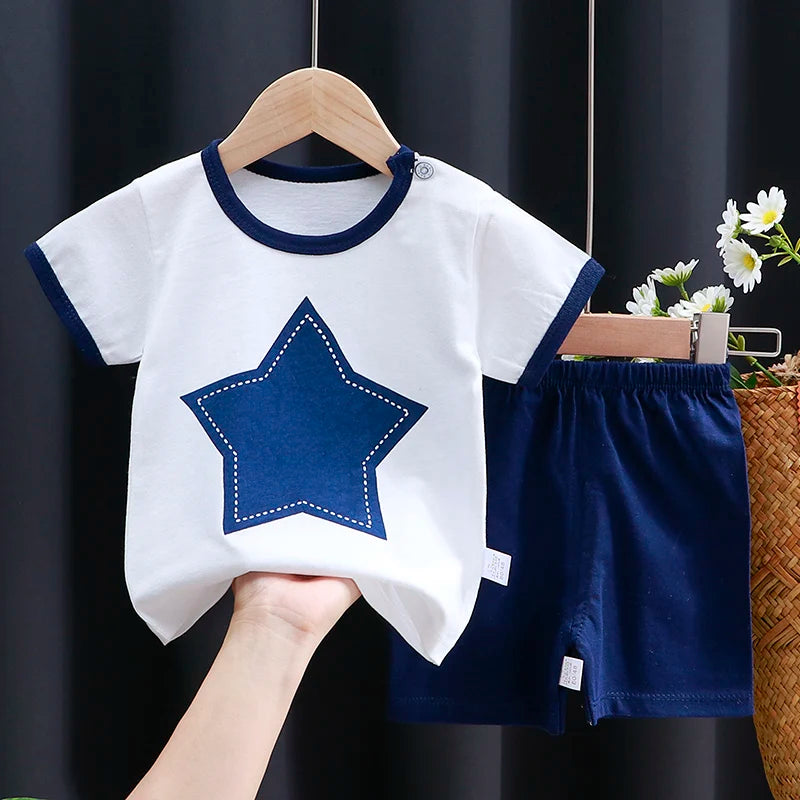 Ensemble de vêtements pour enfants bébé garçon/fille T-Shirt + short vêtements d'été coton dessin animé décontracté garçons survêtement enfants ensemble de vêtements pour bébé