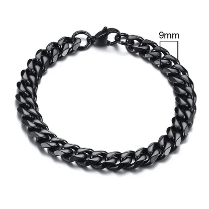 Vnox 3-11mm gros Miami gourmette chaîne Bracelet pour hommes, acier inoxydable lien cubain chaîne Bracelet classique Punk lourd mâle bijoux