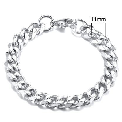 Vnox 3-11mm gros Miami gourmette chaîne Bracelet pour hommes, acier inoxydable lien cubain chaîne Bracelet classique Punk lourd mâle bijoux