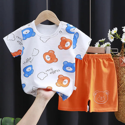 Ensemble de vêtements pour enfants bébé garçon/fille T-Shirt + short vêtements d'été coton dessin animé décontracté garçons survêtement enfants ensemble de vêtements pour bébé