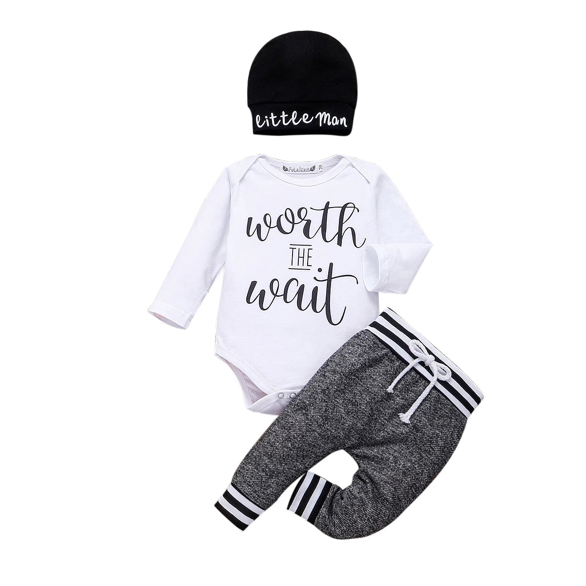 Barboteuse à manches longues en coton pour nouveau-né garçon, ensemble de vêtements chauds pour bébé, pantalon et chapeau, tenue 3 pièces, 0-18 mois