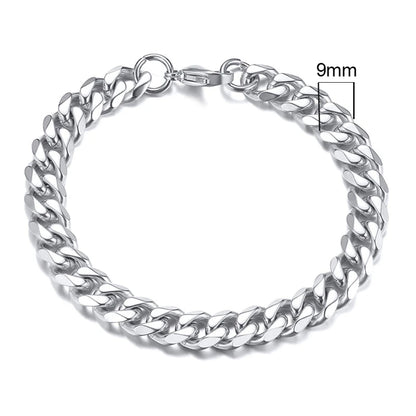 Vnox 3-11mm gros Miami gourmette chaîne Bracelet pour hommes, acier inoxydable lien cubain chaîne Bracelet classique Punk lourd mâle bijoux