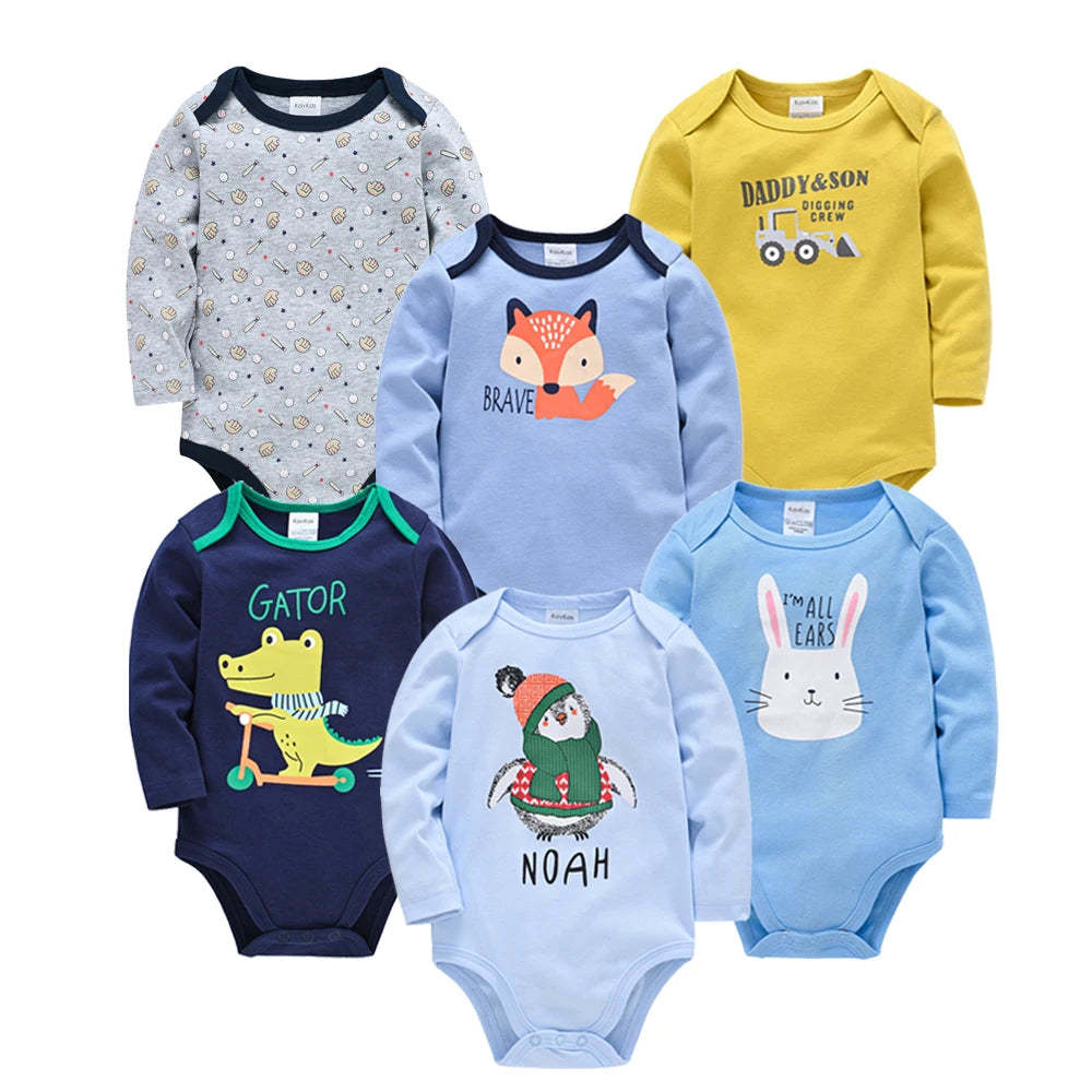 Kavkas – body pour bébés garçons et filles, 6 pièces, manches longues, 100% coton, vêtements pour bébés de 0 à 12 mois, combinaison pour nouveau-né