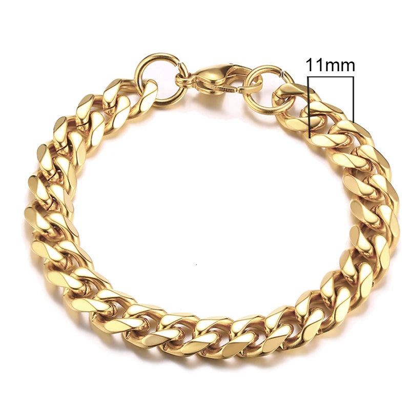 Vnox 3-11mm gros Miami gourmette chaîne Bracelet pour hommes, acier inoxydable lien cubain chaîne Bracelet classique Punk lourd mâle bijoux