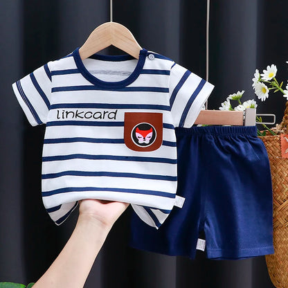Ensemble de vêtements pour enfants bébé garçon/fille T-Shirt + short vêtements d'été coton dessin animé décontracté garçons survêtement enfants ensemble de vêtements pour bébé