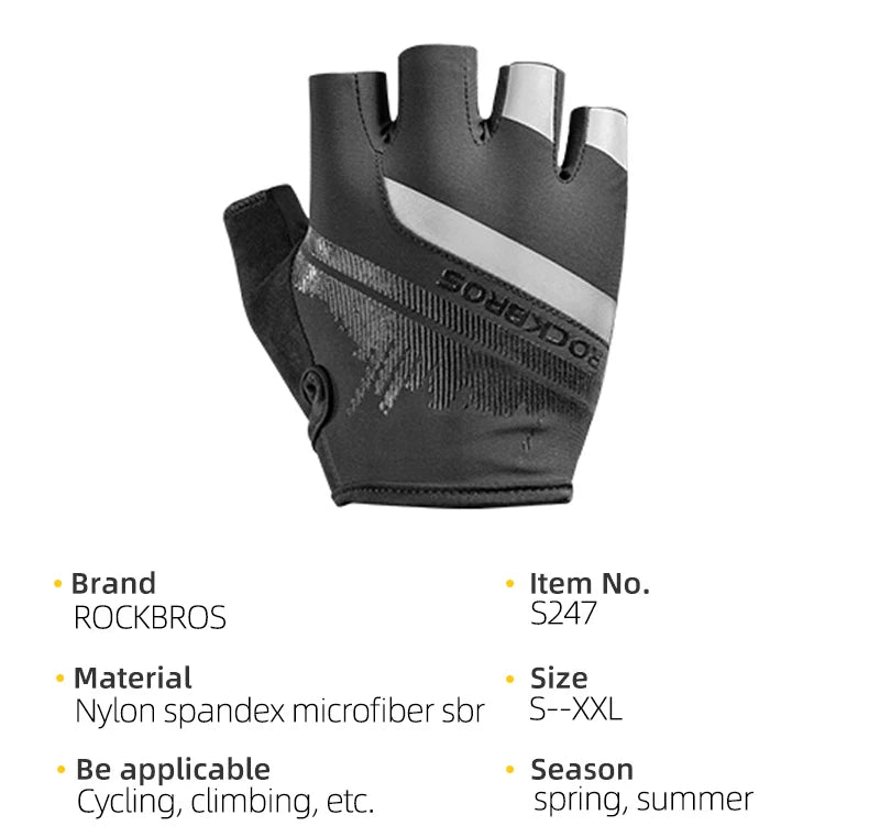 ROCKBROS gants de cyclisme demi-doigt antichoc résistant à l'usure respirant vtt route vélo gants hommes femmes sport vélo équipement