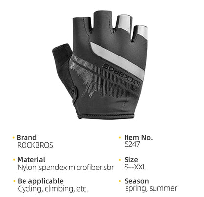 ROCKBROS gants de cyclisme demi-doigt antichoc résistant à l'usure respirant vtt route vélo gants hommes femmes sport vélo équipement