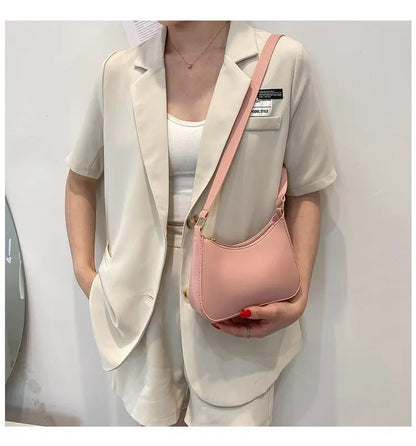 Nouveaux sacs à main de mode pour femmes rétro couleur unie en cuir PU épaule sous les bras sac décontracté femmes Hobos sacs à main sac à main femme