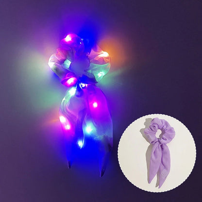 Chouchous lumineux LED populaires pour femmes et filles, corde à cheveux scrunchy scintillante, bandeau lumineux pour Halloween