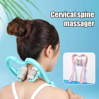 Masseur Cervical manuel à Six roues pour le cou, le dos et la taille, soulagement de la Tension musculaire et Relaxation, outil thérapeutique roulant