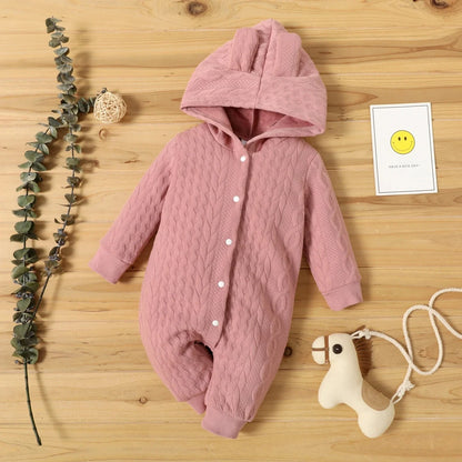 Barboteuse pour nouveau-né de 0 à 18 mois, pour garçons et filles, oreilles mignonnes, solide, à capuche, manches longues, vêtements pour nourrissons, Costumes d'automne et d'hiver