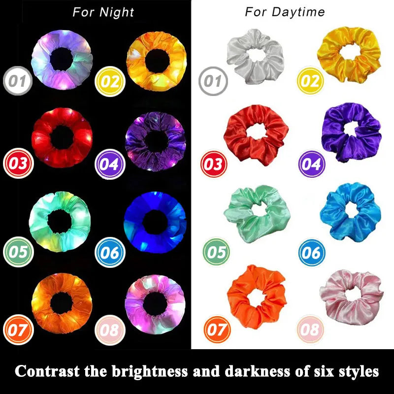 Chouchous lumineux LED populaires pour femmes et filles, corde à cheveux scrunchy scintillante, bandeau lumineux pour Halloween
