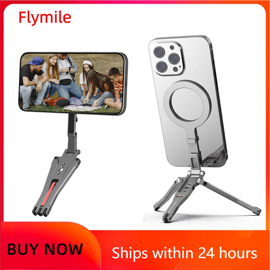Flymile trépied perche à Selfie magnétique pour Magsafe iPhone 16 15 14 13 12 Pro Max téléphone Samsung trépied de bureau pliable trous de 1/4 pouces