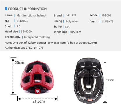 BATFOX-Casque de vélo pour homme, casque de vélo, casque de vélo de montagne, casque de vélo VTT, casquettes de vélo